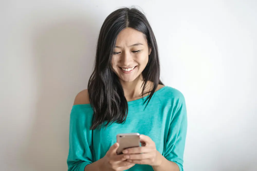 woman in green shirt