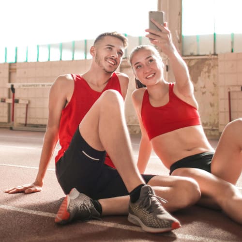 Couple taking selfie