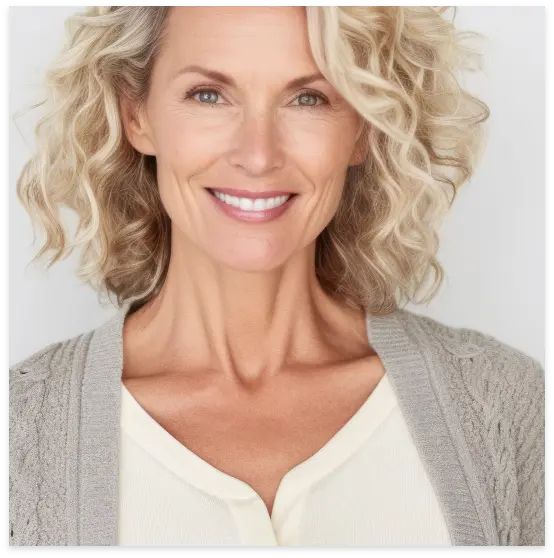 Blonde hair women smilling