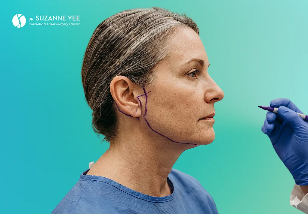 How does a lower face lift correct jowls and restore jawline definition?